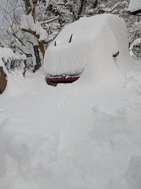 上塩原、積雪ざっと50センチ<br />昨日は0だったのにね!