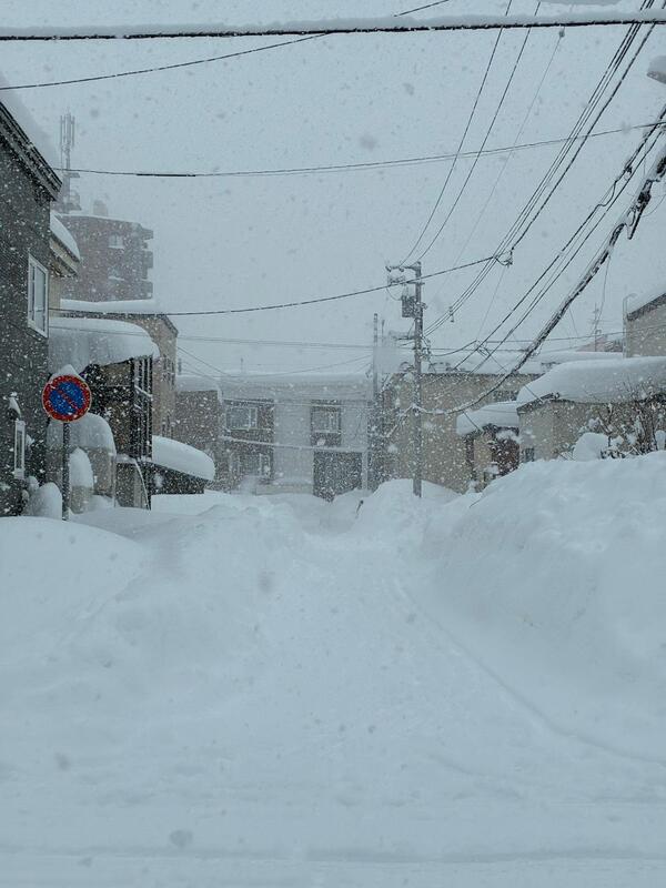 せっかく除雪が入ったけどモサモサ雪(ベタ雪)がガッツリ降ってはじめて積もり始めてます😱