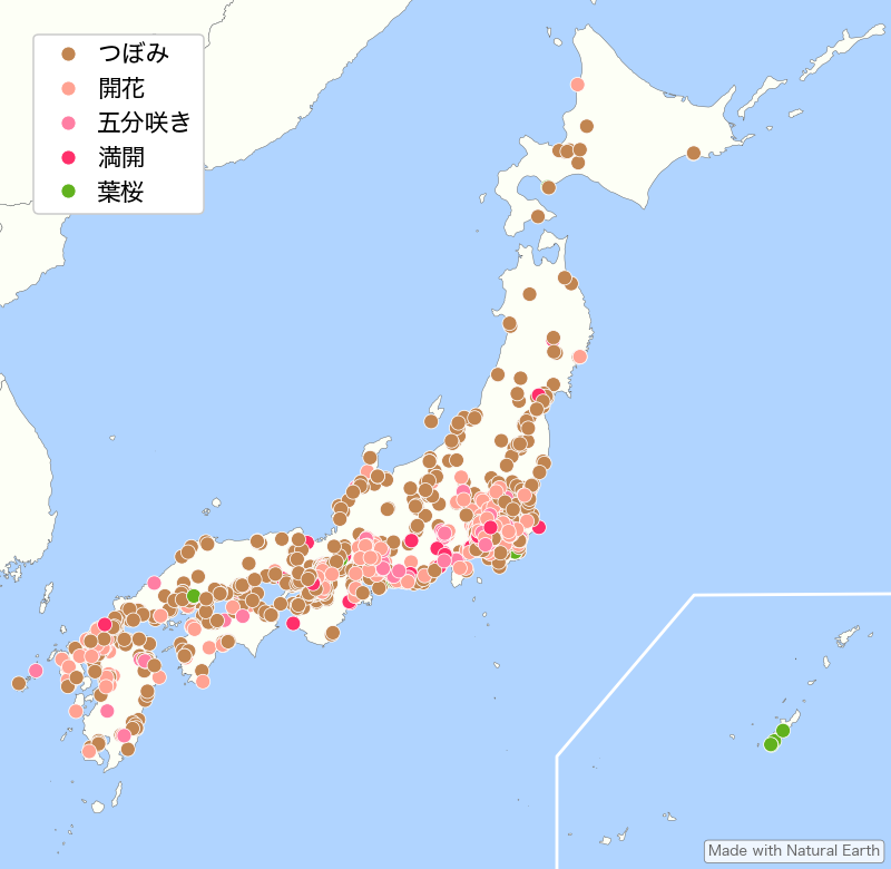 3月24日時点の投稿状況のマップチャート（過去3日）