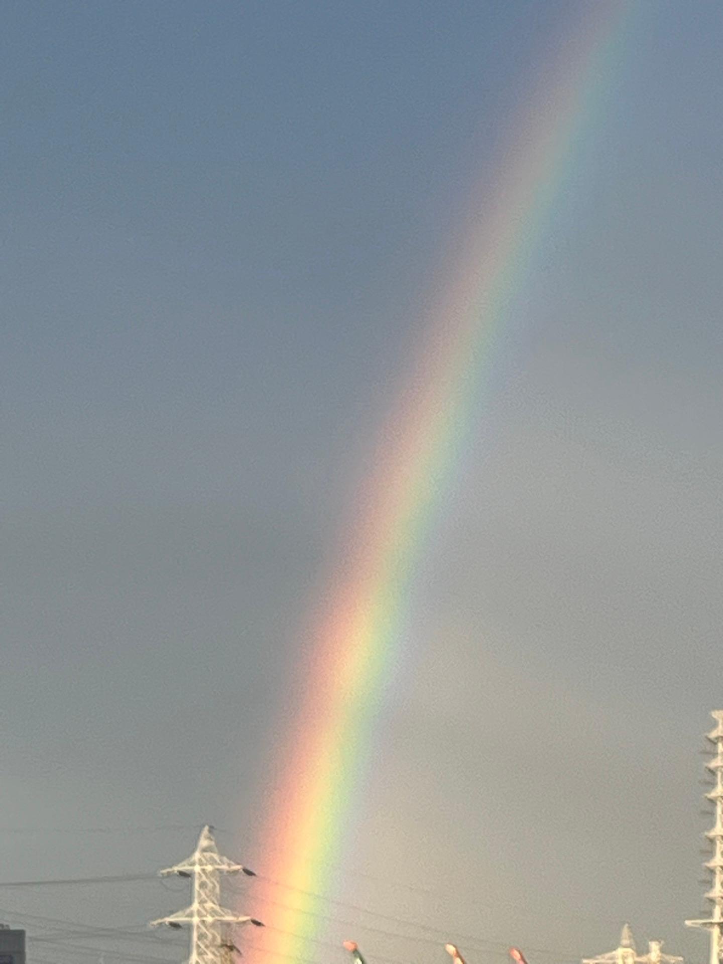 この時間、ほとんど雨も止みました。東の空は虹🌈🌈🌈